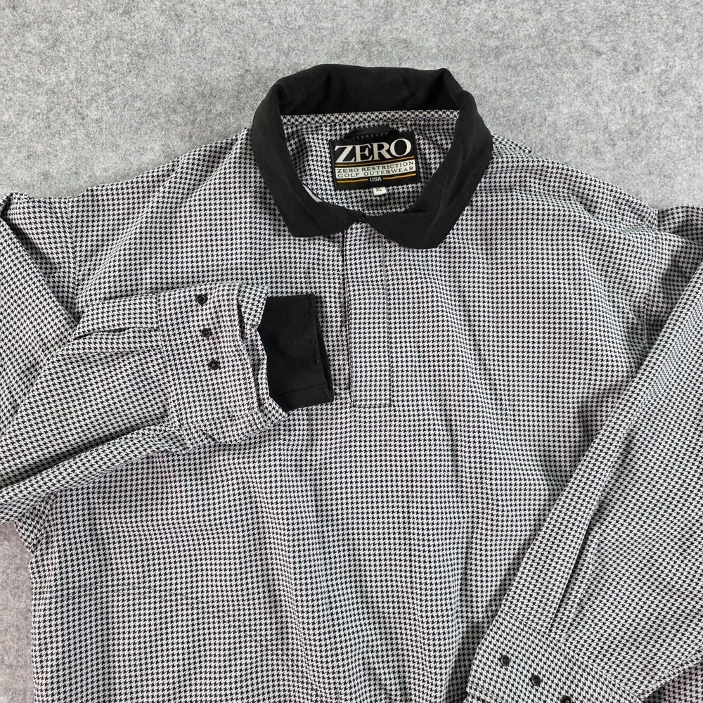 Zero Restriction Mens 1/4 Snap‎ Pullover Long Sleeve Golf Houndstooth XL VTG USA